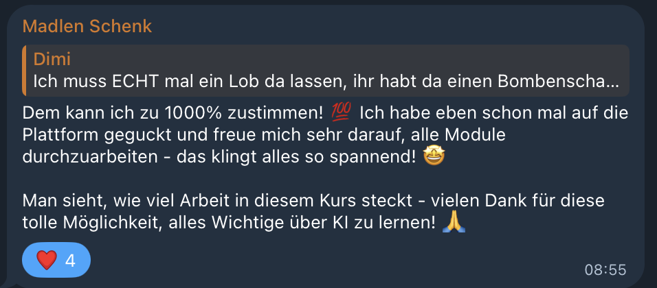Testimonial von Madlen